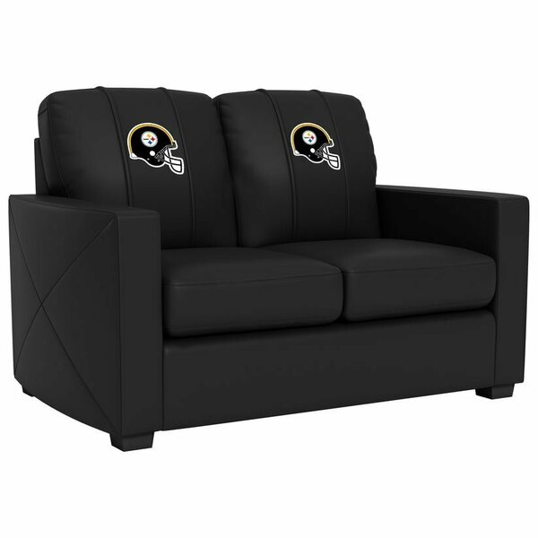 Dreamseat Silver Loveseat with Pittsburgh Steelers Helmet Logo XZ7759003LSCDBK-PSNFL21042